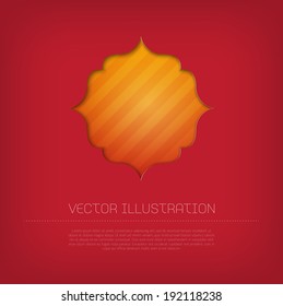 Modern vector badge / banner / label with bright colorful striped background. Cut out style with inner shadow.