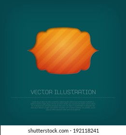 Modern vector badge / banner / label with bright colorful striped background. Cut out style with inner shadow.