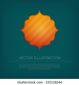 Modern vector badge / banner / label with bright colorful striped background. Cut out style with inner shadow.