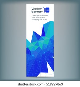 Modern vector banner with blue polygonal background