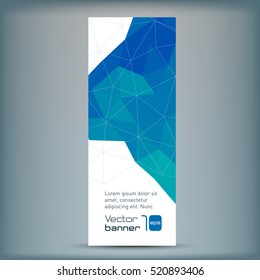 Modern vector banner with blue polygonal background