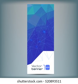Modern vector banner with blue polygonal background