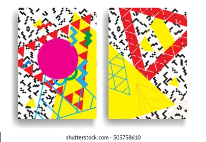 modern vector banner in the Memphis style. trendy card in retro design . Hipster posters .minimal background. pattern 80's - 90's years 