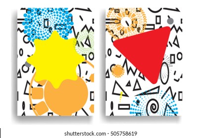 modern vector banner in the Memphis style. trendy card in retro design . Hipster posters .minimal background. pattern 80's - 90's years 