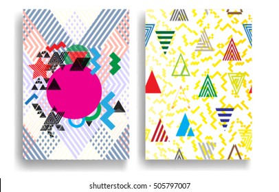 modern vector banner in the Memphis style. trendy card in retro design . Hipster posters .minimal background. pattern 80's - 90's years 