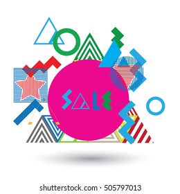 modern vector banner in the Memphis style. Big Sale. 