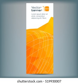 Modern vector banner with orange polygonal background