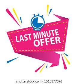 Modern vector banner ribbon limited offer with stop watch  isolated on white background.