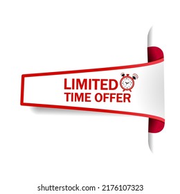 Modern vector banner ribbon limited time offer sale or exclusive deal. Business concept. Flat design.