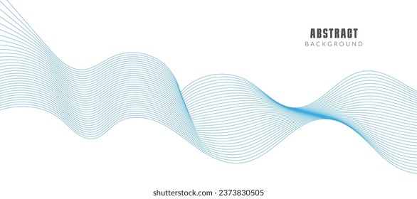 Modern vector banner template with blue wavy lines