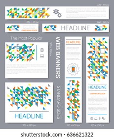 Modern vector banner templates collection creative mosaic design