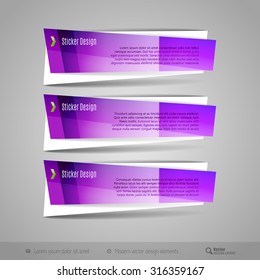 Modern vector banners as glossy design elements for infographics, print layout, web pages.