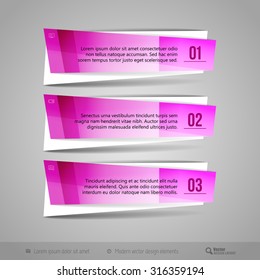 Modern vector banners as glossy design elements for infographics, print layout, web pages.
