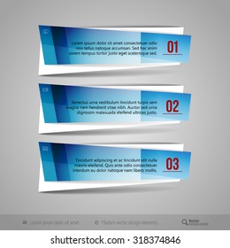 Modern vector banners as glossy design elements for infographics, print layout, web pages.