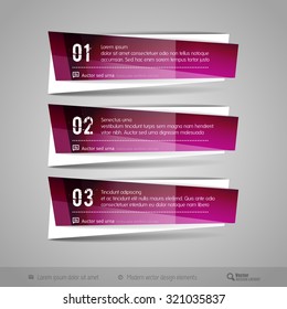 Modern vector banners as glossy design elements for infographics, print layout, web pages.