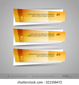 Modern vector banners as glossy design elements for infographics, print layout, web pages.