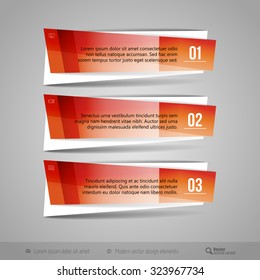 Modern vector banners as glossy design elements for infographics, print layout, web pages.