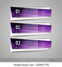 Modern vector banners as glossy design elements for infographics, print layout, web pages.