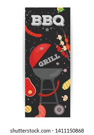 Modern vector barbecue grill party, menu, invitation design template. Trendy BBQ cookout poster, web banner, invitation. Vector BBQ grill design concept. Summer barbecue weekend flyer