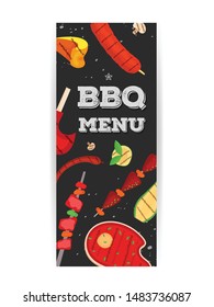 Modern vector barbecue menu, invitation design template set. Trendy BBQ cookout poster, web banner, cover design, sample text. Vector BBQ design concept template. Summer barbecue weekend flyer