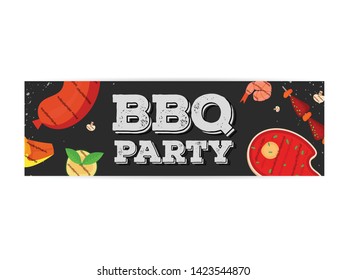 Modern vector barbecue party invitation design template. Trendy BBQ cookout poster, web banner, cover design, sample text. Vector BBQ design concept template. Summer barbecue weekend party flyer