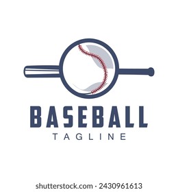 Modern vector baseball logo baseball softball sport simple bat and ball template illustration