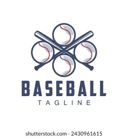 Modern vector baseball logo baseball softball sport simple bat and ball template illustration