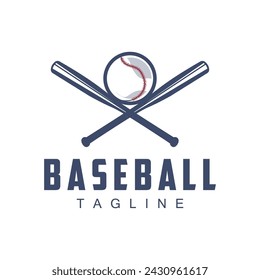 Modern vector baseball logo baseball softball sport simple bat and ball template illustration