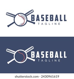 Modern vector baseball logo baseball softball sport simple bat and ball template illustration