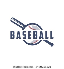 Modern vector baseball logo baseball softball sport simple bat and ball template illustration