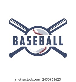 Modern vector baseball logo baseball softball sport simple bat and ball template illustration