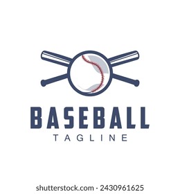 Modern vector baseball logo baseball softball sport simple bat and ball template illustration