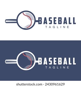 Modern vector baseball logo baseball softball sport simple bat and ball template illustration