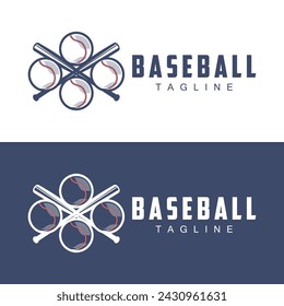 Modern vector baseball logo baseball softball sport simple bat and ball template illustration