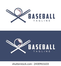 Modern vector baseball logo baseball softball sport simple bat and ball template illustration