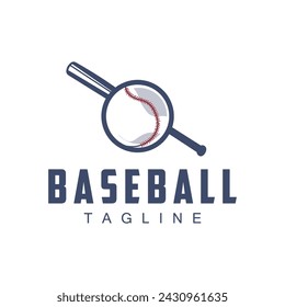 Modern vector baseball logo baseball softball sport simple bat and ball template illustration