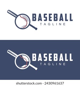 Modern vector baseball logo baseball softball sport simple bat and ball template illustration