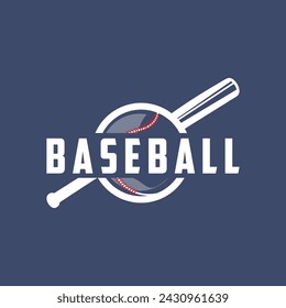 Modern vector baseball logo baseball softball sport simple bat and ball template illustration