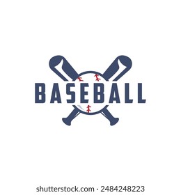 Modern vector baseball logo baseball softball sport simple bat and ball template illustration