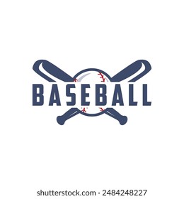 Modern vector baseball logo baseball softball sport simple bat and ball template illustration