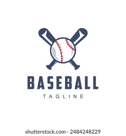 Modern vector baseball logo baseball softball sport simple bat and ball template illustration