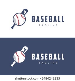 Modern vector baseball logo baseball softball sport simple bat and ball template illustration