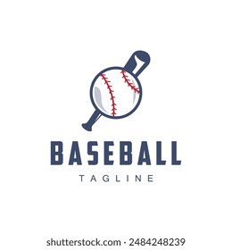 Modern vector baseball logo baseball softball sport simple bat and ball template illustration