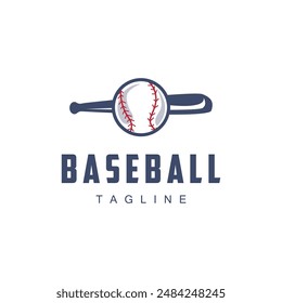 Modern vector baseball logo baseball softball sport simple bat and ball template illustration