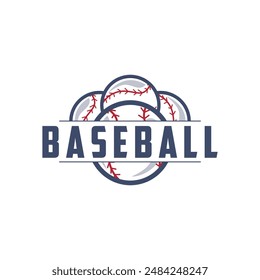 Modern vector baseball logo baseball softball sport simple bat and ball template illustration