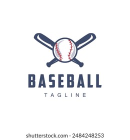 Modern vector baseball logo baseball softball sport simple bat and ball template illustration