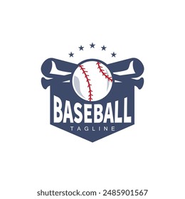 Modern vector baseball logo baseball softball sport simple bat and ball template illustration