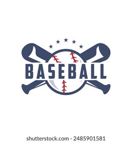 Modern vector baseball logo baseball softball sport simple bat and ball template illustration