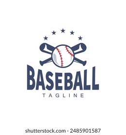 Modern vector baseball logo baseball softball sport simple bat and ball template illustration