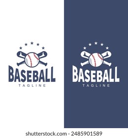 Modern vector baseball logo baseball softball sport simple bat and ball template illustration